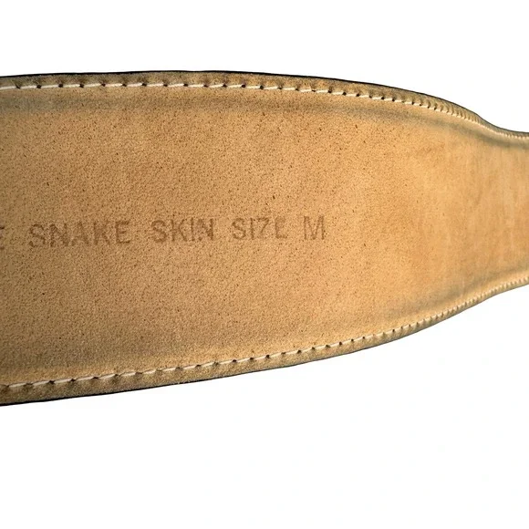 Saks Fifth Avenue Navy Blue Genuine Snakeskin Wide Waist Belt Size M Vintage - Picture 10 of 10